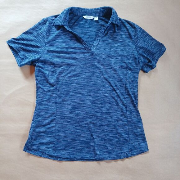 Lady Hagen V-Neck T-Shirt Womens Medium Blue Collared Golf Tennis Sport Tee - Picture 1 of 9